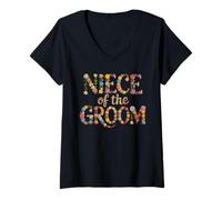 Women's Cute Niece of THE Groom Bride Squad Bridal Future Mrs V-Neck T-Shirt