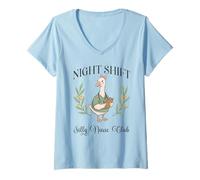 Women's Cute Night Shift Nurse Goose V-Neck T-Shirt