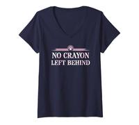 Womens Cute No Crayon Left Behind Corps Squad Military Armed Forces V-Neck T-Shirt