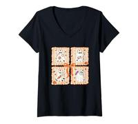 Womens Cute Nurse Ghosts Halloween Healthcare Theme V-Neck T-Shirt