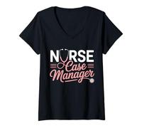 Women's Cute Nursing Case Management Heart RN Nurses Case Manager V-Neck T-Shirt