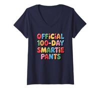 Women's Cute Official Smarty Pants 100 Day School Smiles Completed V-Neck T-Shirt