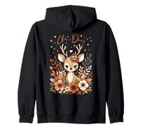 Women's Cute Oh Deer Floral Nature Zip Hoodie