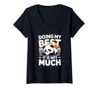 Women's Cute Panda Doing My Best It is Not Much Mood V-Neck T-Shirt