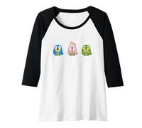 Womens Cute Parrots Matcha Bubble Tea Parrot Lovers Raglan Baseball Tee