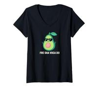 Womens Cute Pastel Kawaii Avocado- Funny “Fre Sha Voca Do” Meme V-Neck T-Shirt