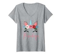 Womens Cute Penelope Magical Floral Unicorn For Girls V-Neck T-Shirt