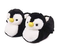 Women's Cute Penguin Animal Slippers Novelty Cosy Fuzzy Slippers Soft Plush Winter Warm House Shoes, black, 8.5-10.5