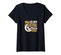 Women's Cute Penguin Lover This is My Official Sleeping V-Neck T-Shirt