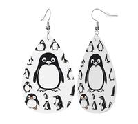Womens Cute Penguin Print Leather Earrings Teardrop Dangle Earrings Jewelry Outfits Accessories