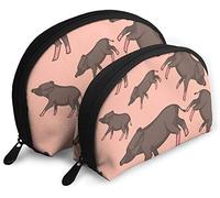 Womens Cute Pig Doodle Travel Cosmetic Bags Waterproof 2PC Makeup Clutch Pouch Cosmetic and Toiletries Organizer Bag Portable Travel Toiletry Pouch Girls