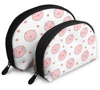 Womens Cute Pig Head Travel Cosmetic Bags Waterproof 2PC Makeup Clutch Pouch Cosmetic and Toiletries Organizer Bag Portable Travel Toiletry Pouch Girls