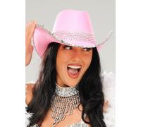 Womens Cute Pink Cowgirl Sequin Cowboy Hat Adult Western Fancy Dress Festival