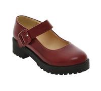 Womens Cute Platform Mary Janes,Women's Platform Mary Janes,with Buckle On The Side,Solid Support,Suitable for Daily,Wedding,Leisure,Office,Nightclub Red