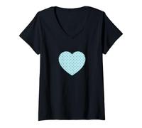 Womens Cute Powder Blue Boho Tiny Polka Dot Pattern Minimalist V-Neck T-Shirt