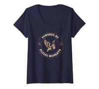 Womens Cute Powered by Flying Monkeys Wizard Potion Magic RPG V-Neck T-Shirt