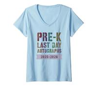 Women's Cute PRE-K School Last Day 2026 Write My Autographs DIY Art V-Neck T-Shirt