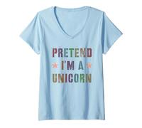 Womens Cute Pretend I'm A Unicorn Colorful Rainbow Fairy My Magical V-Neck T-Shirt