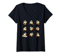 Women's Cute Pug On Skateboard Tricks Dog Skate Style V-Neck T-Shirt
