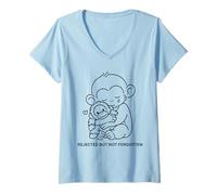 Women's Cute Punch Monkey Plush Baby Japanese Macaque Team Punches V-Neck T-Shirt
