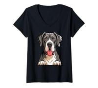 Women's Cute Puppy Breed Artistic Apollo Working Giant Great Dane V-Neck T-Shirt