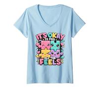 Women's Cute Puzzle Pieces Embrace Your Emotions V-Neck T-Shirt