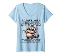 Women's Cute Raccoon Sometimes I Sit Quietly and Wonder Why V-Neck T-Shirt