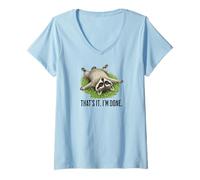Women's Cute Raccoon: That's it. I'm Done. Funny I've Had Enough V-Neck T-Shirt
