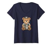 Womens Cute Radiology Nurse Teddy Bear Healthcare Staff Student V-Neck T-Shirt