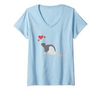 Womens Cute Rat Lover Pet Mouse or Rodent Gift V-Neck T-Shirt