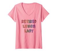 Womens Cute Retired Lunch Lady Off Duty Vacay No Work More Play Mom V-Neck T-Shirt