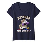 Womens Cute Retired Soldier Save Yourself Off Duty Veterans Eat MRE V-Neck T-Shirt
