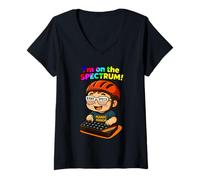 Womens Cute Retro Autism Shirt - I’m On The Spectrum! V-Neck T-Shirt