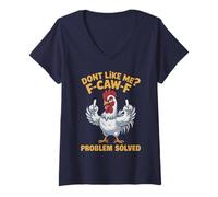 Womens Cute Rooster F-CAW-F Gag Bird I'm Not Weird Gobble Tired V-Neck T-Shirt
