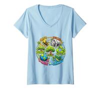 Women's Cute Save Bees Rescue Animals Recycle Plastic Earth Day V-Neck T-Shirt