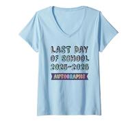 Women's Cute School Last Day 2026 Bye Batch Autographs Kids Sign My V-Neck T-Shirt
