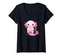 Women's Cute Sea Creature Bubble Tea Kawaii Animal Lover V-Neck T-Shirt