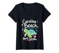 Women's Cute Sea Turtle Carolina Beach V-Neck T-Shirt