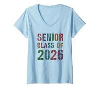 Womens Cute Senior Class of 2026 Rocks Yearbook Throwback Themes V-Neck T-Shirt