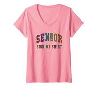 Womens Cute Senior Class of 2026 Sign My Shirt Final Level Almost V-Neck T-Shirt