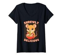 Women's Cute Shrew Ramen Lover Foodie Artwork V-Neck T-Shirt