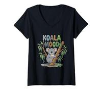 Womens Cute Sleepy Koala Hugging an Eucalyptus Tree - Koala Lover V-Neck T-Shirt