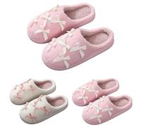 Womens Cute Slippers Bow Slippers Women Cozy Butterfly Tie Slipper Slip On Fuzzy Slipper Plush Home Shoes Closed Toe Lovely Sliders Stylish Girlish Slides For Bedroom Keep Warm House Sliders