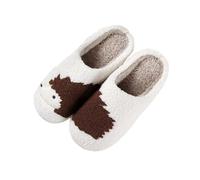 Women's Cute Slippers Fuzzy Memory F am Carto n Animal Slippers Winter Warm Fl ffy Shoes (White, 7)