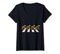 Womens Cute Sloth Family Crossing Funny Kids Animal V-Neck T-Shirt