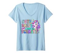 Womens Cute Smart and a Little bit Dramatic Funny Unicorn Kid Girls V-Neck T-Shirt