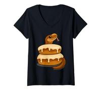 Women's Cute Snake Pun Snek Danger Noodle Python V-Neck T-Shirt