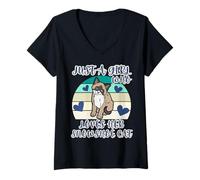 Womens Cute Snowshoe Siamese Just A Girl Who Loves Her Snowshoe Cat V-Neck T-Shirt