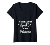 Womens Cute Sparkle Princess T-Shirt for Women and Girls V-Neck T-Shirt