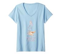 Women's Cute Spilling The Tea Teacup Floral Design V-Neck T-Shirt